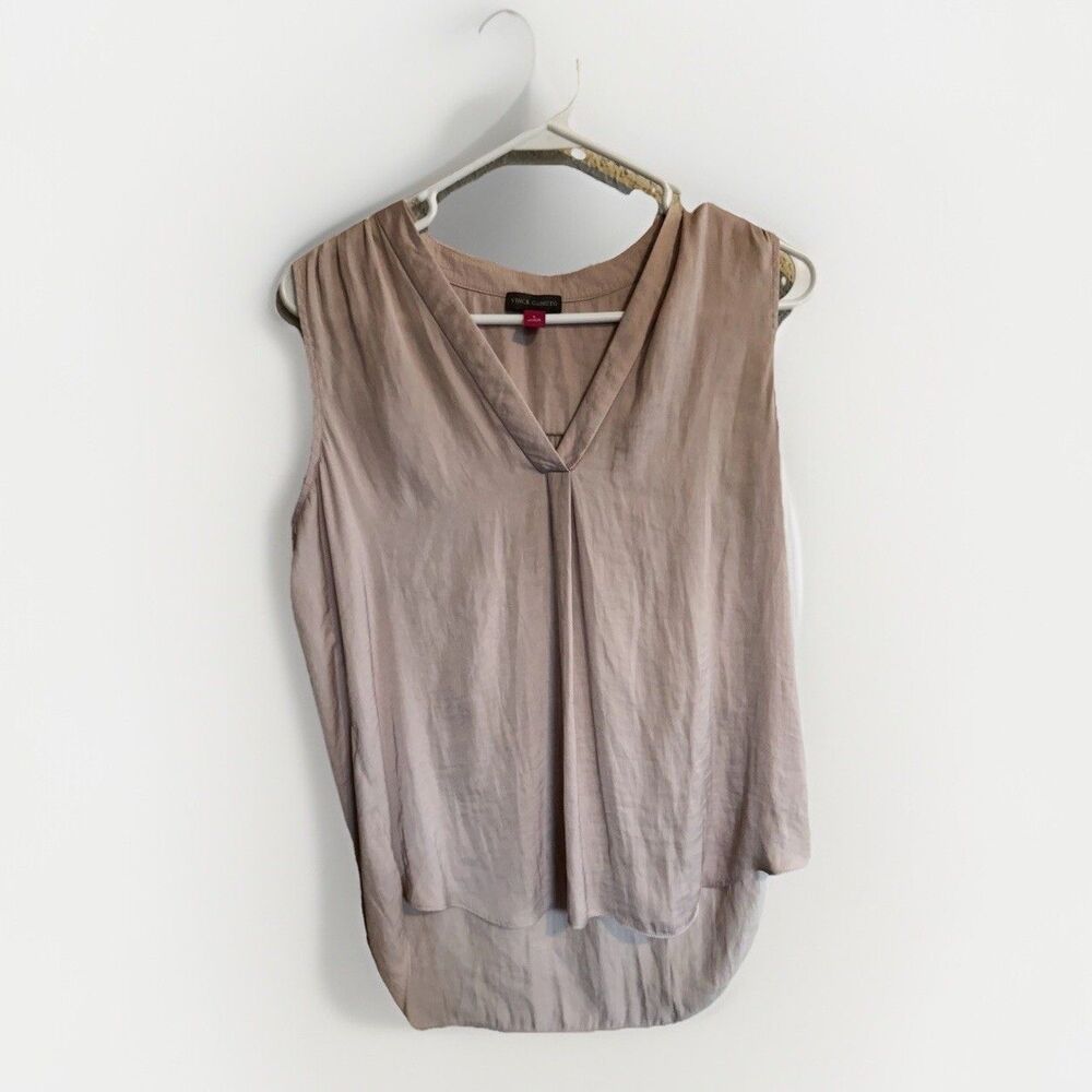 Vince‎ Camuto Merra Pleated Shoulder Blouse Powder Pink V-Neck Sleeveless S